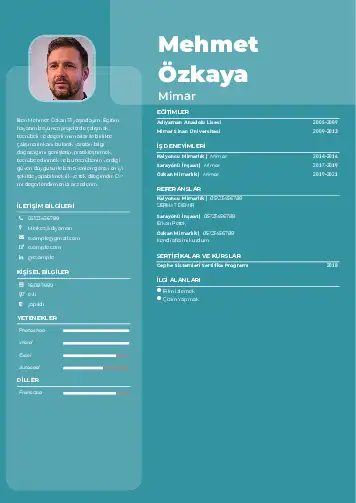 Mimar Cv Örnekleri cv indir